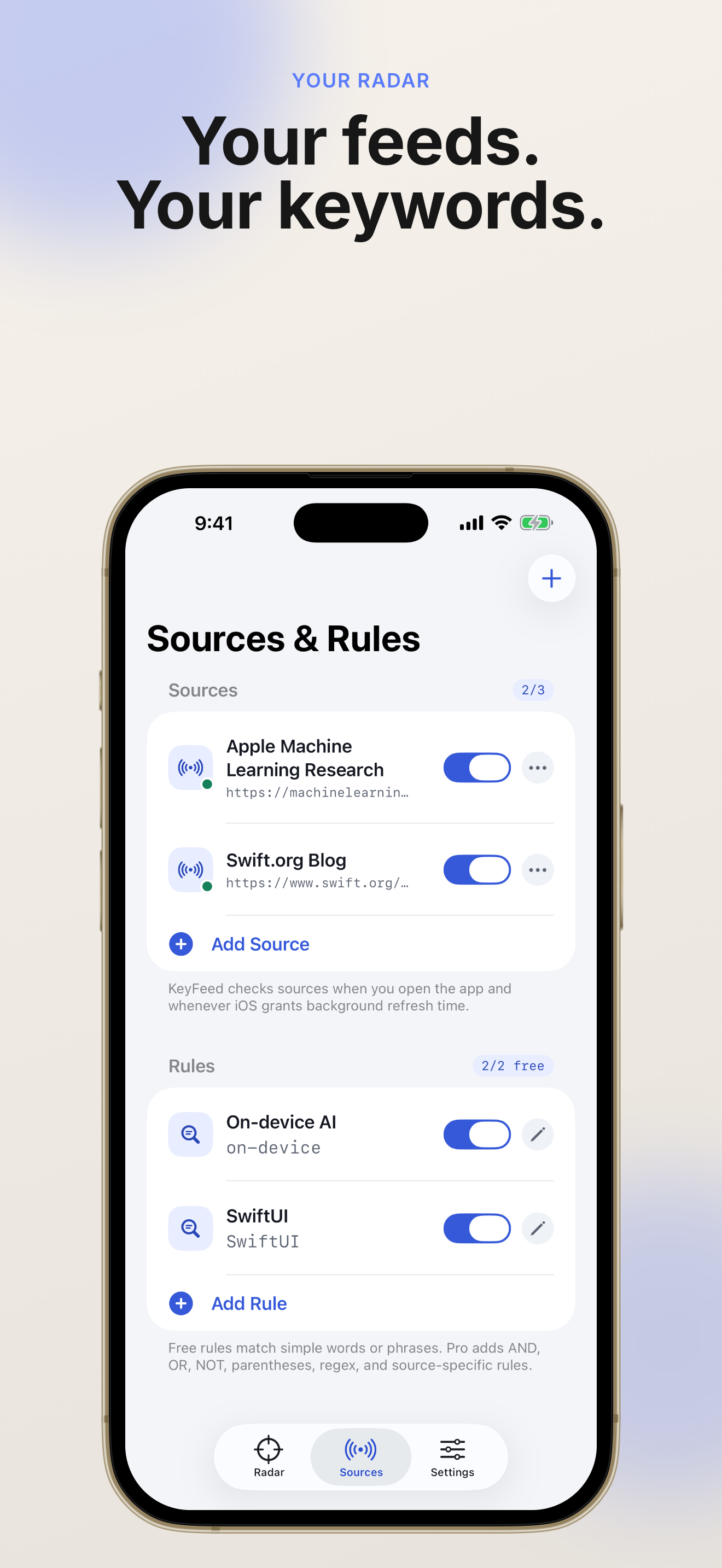 KeyFeed RSS Keyword Radar app screenshot 3